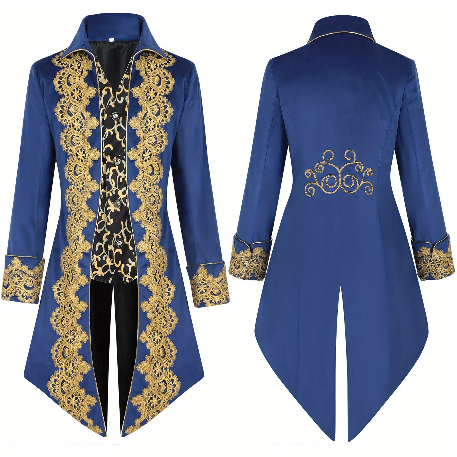 

Lace Tuxedo Halloween European and American Medieval Vintage Costume Medium Long Punk Men's Coat Men's Stage Cosplay Costume