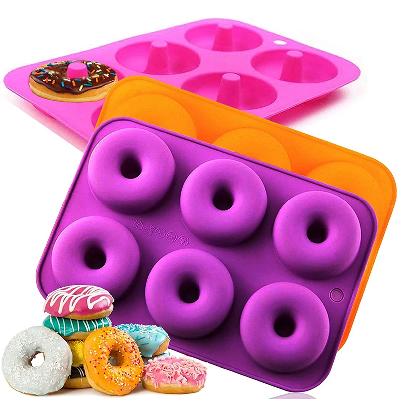 6 Cavity Silicone Donut Mold Chocolate Dessert Baking Pan Non-Stick Silicone Cake Mold Oven Baking Tools Cake Decoration Tools