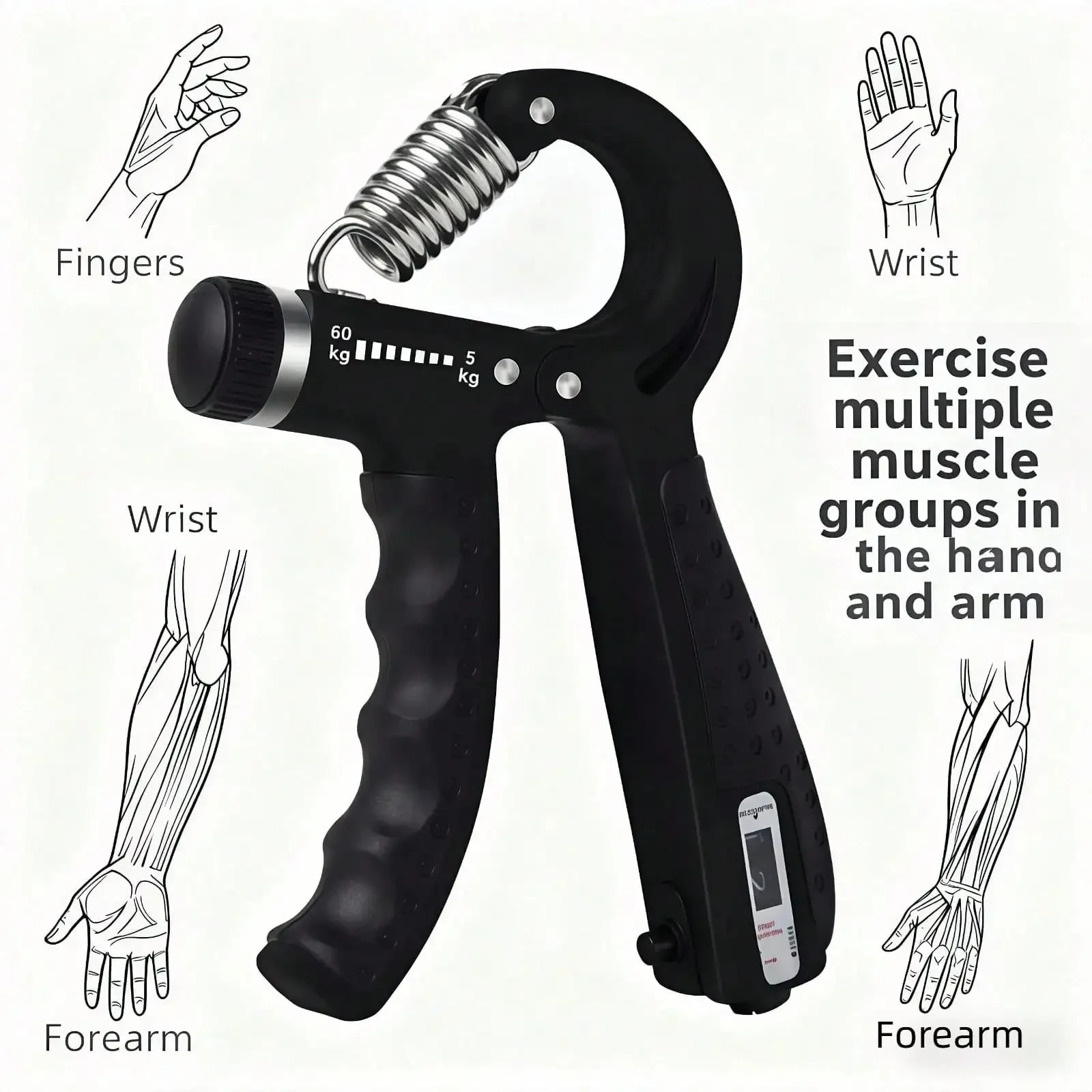Adjustable Grip Strengthener With Counter, Hand Exerciser For Muscle Building, Professional Forearm & Finger Trainer - view 4