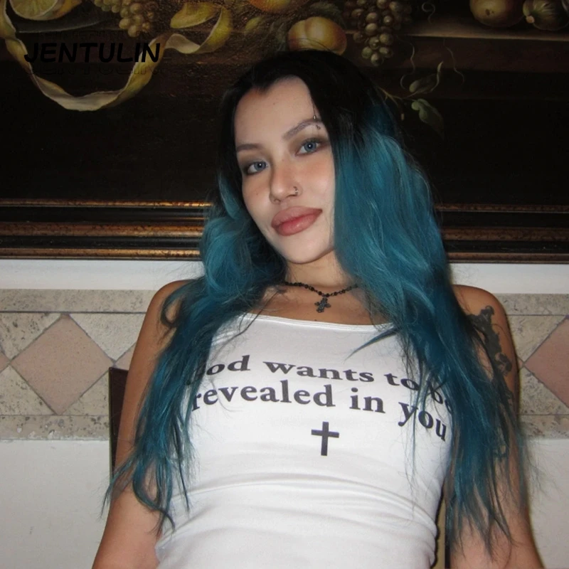 Y2k Stil Tank Tops Vintage Emo Mädchen Punk Brief Drucken Crop Tops Harajuku Ästhetische Grunge Weste Streetwear Ärmelloses T-shirt