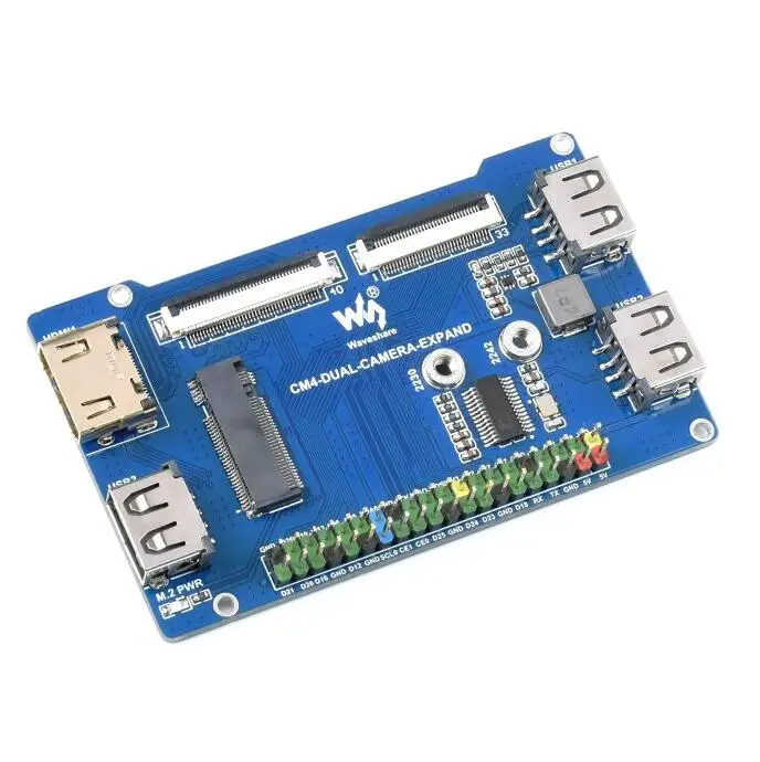 Binocular Camera Base Board Designed For Raspberry Pi Compute Module 4, Optional Interface Expander