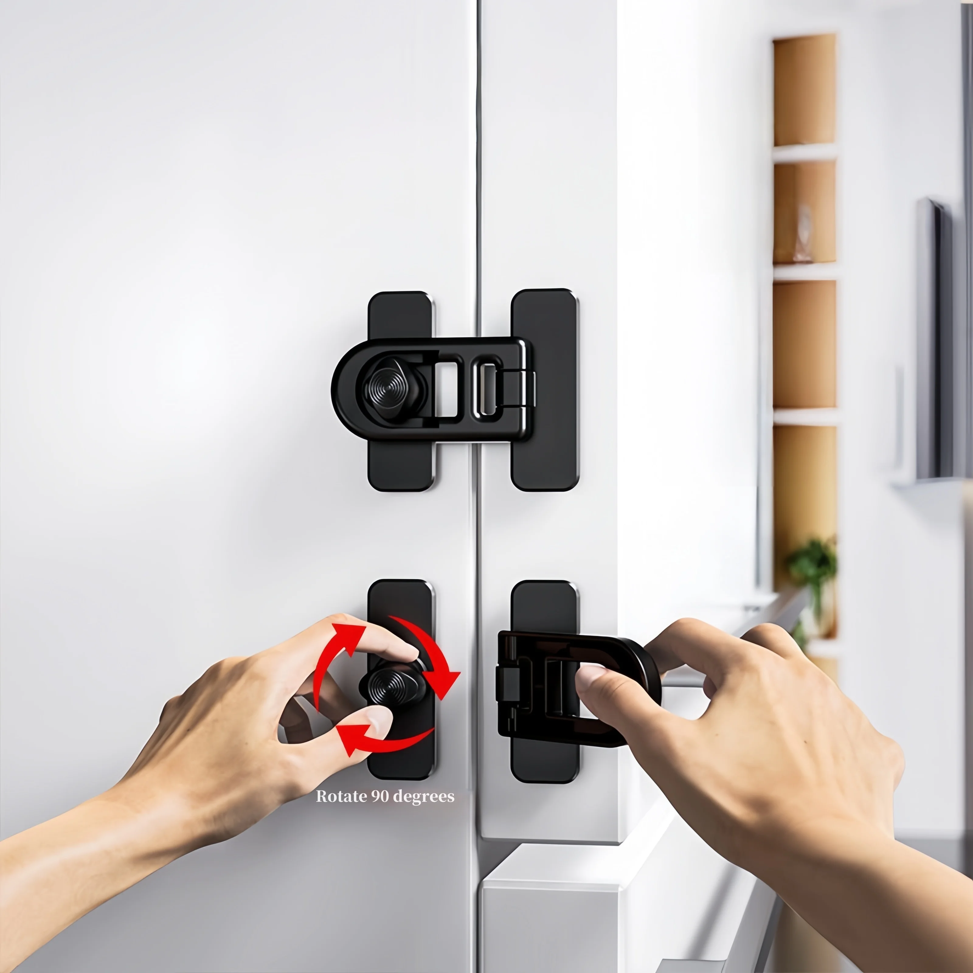 4Pcs Easy-to-Install Refrigerator and Freezer Door Locks Freezer Locks for Refrigerator Doors Proofing Door Safety Locks