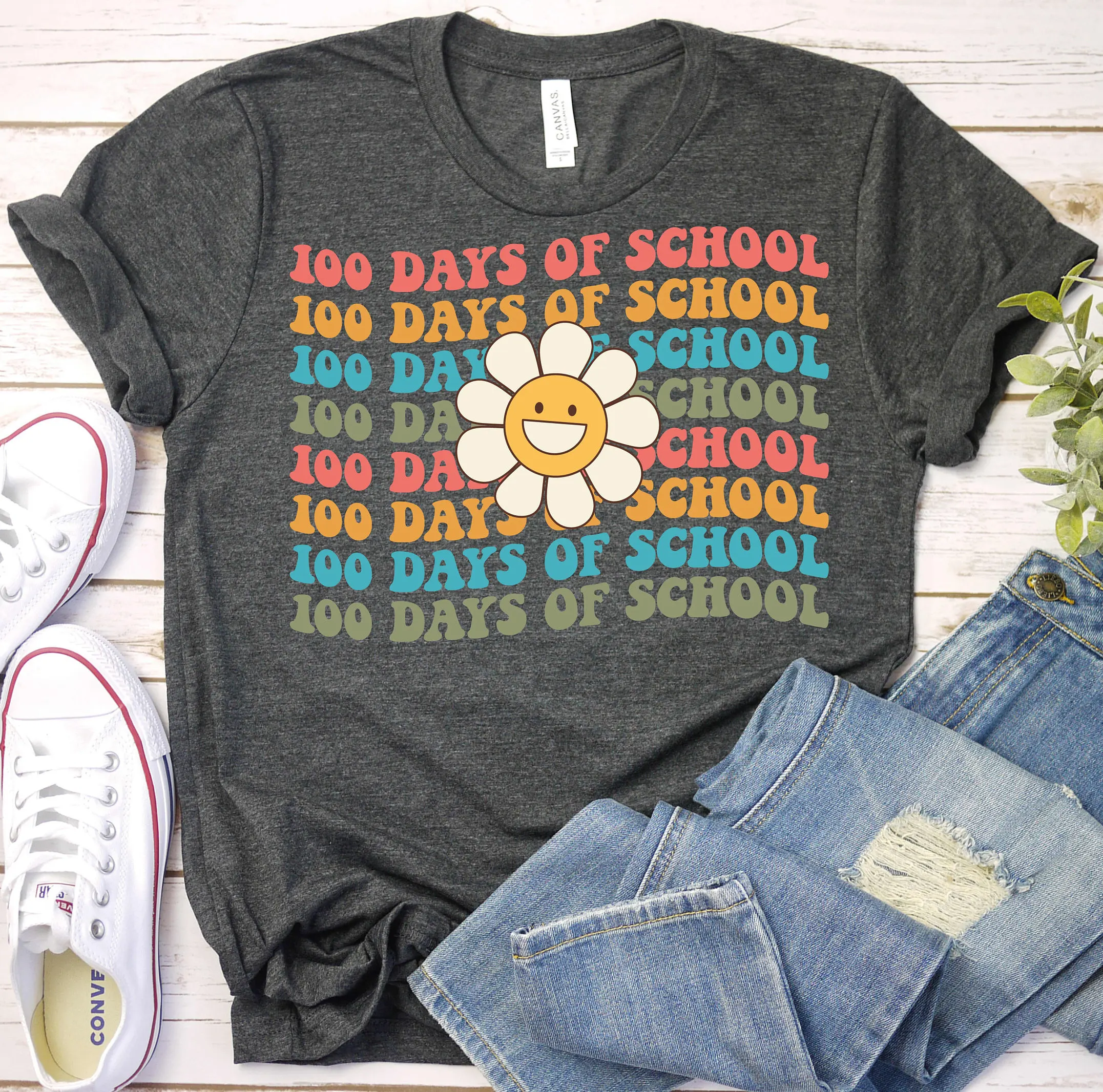 Groovy 100 Days Of School T Shirt Happy 100Th Day Kindergarten Teacher Hundred