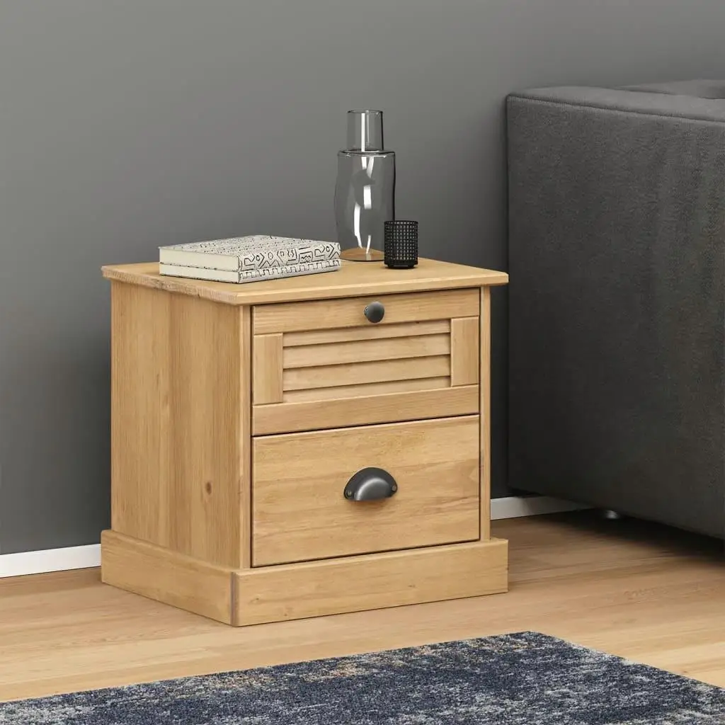 VIGO Bedside Cabinet 42x35x42 cm Solid Pine Wood Nightstand for Bedroom Storage