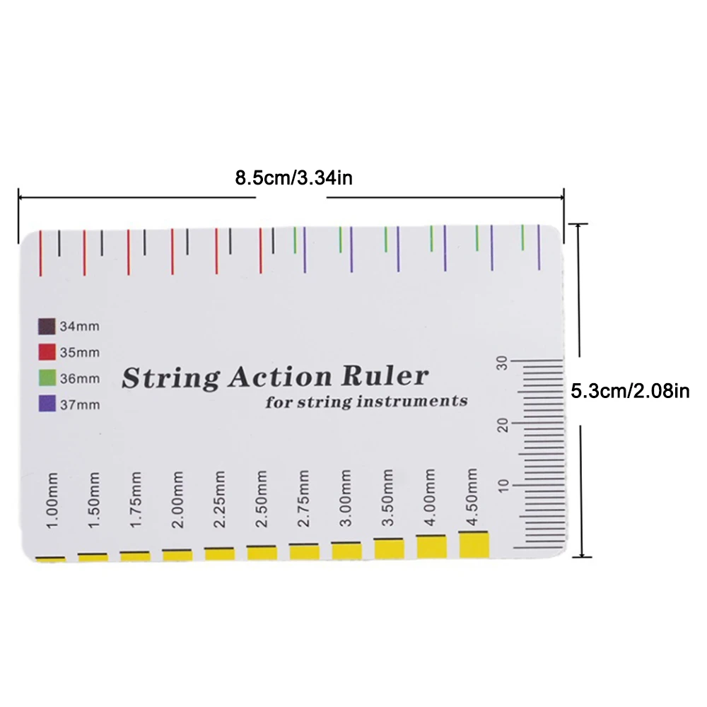 Guitar String Action Gauge, Universal for Electric, Acoustic, Classical Guitar & Bass, 1.0-4.5mm, Neck Adjust Measuring Tool