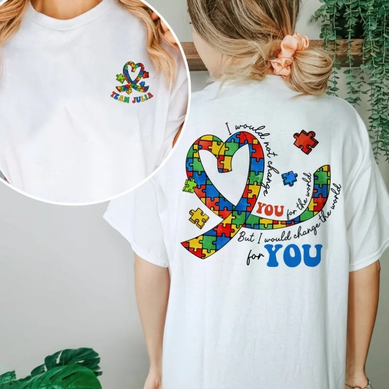 Mamma Autism Clothes Autism Shirt Awareness Month Shirt ADHD Graphic T Shirts Funny Ropa Mujer Roupas Feminina Dames Kleding