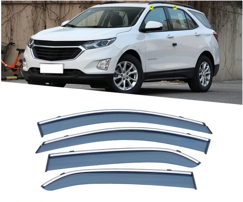 

Stainless Steel Car Window Visor Vent Sun Shade Rain Guard Cover Fit For 2017 2018 Chevrolet Equinox Accessories Car Styling