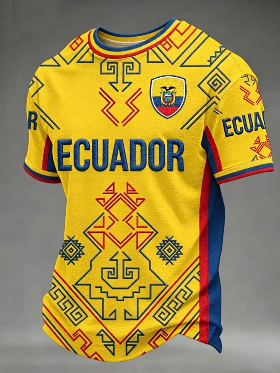 2026 New Ecuador National Trend Design Fan Surrounding Quick Drying Comfort Hot Sale Breathable Light and Thin Family Kids Tees