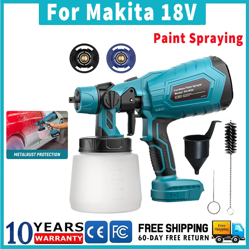 1000ML Cordless Paint Sprayer Paint Spraying Tools For Makita BL1830 Battery BL1840 BL1850 BL1860 Multiple Spray Patterns