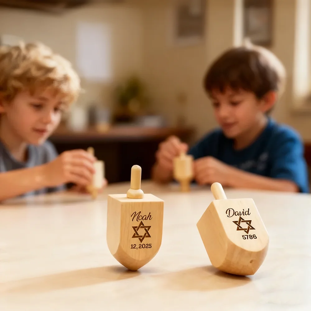 

Personalized Star of David Wooden Dreidel Judaica Hanukkah Happy Chanukah Tradition Gift for Kids Adults Jewish Holiday decor