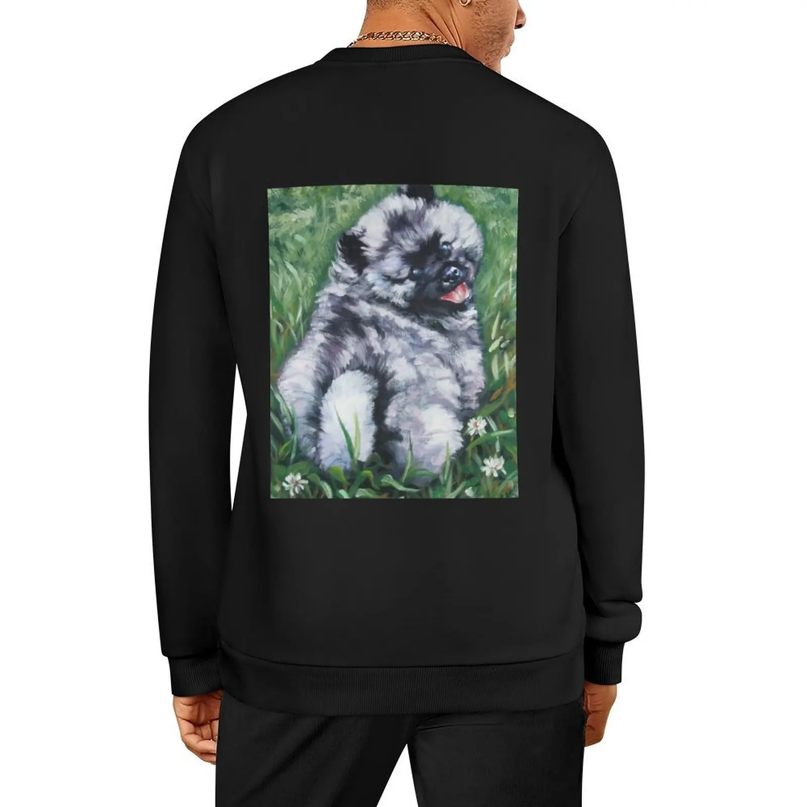

Keeshond Fine Art Painting Pullover men's sweat-shirt set autumn clothes mens clothing autumn jacket men hoody