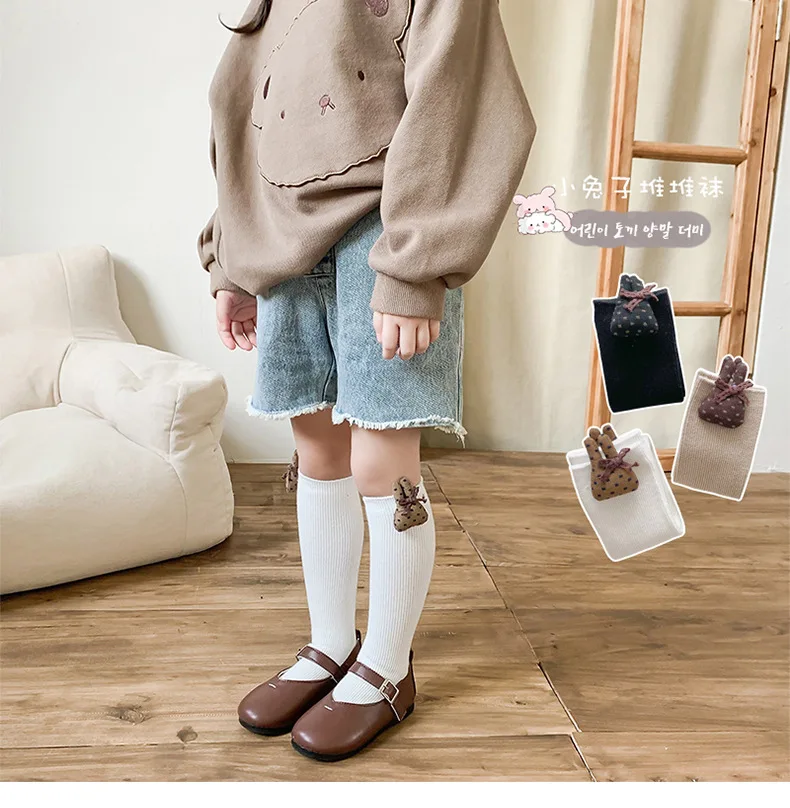 Spring Autumn New Baby Girls Socks Cute Bow Toddlers Girl Long Soft Cotton Children Sock Solid Kids 2-10 Years Knee High Socks