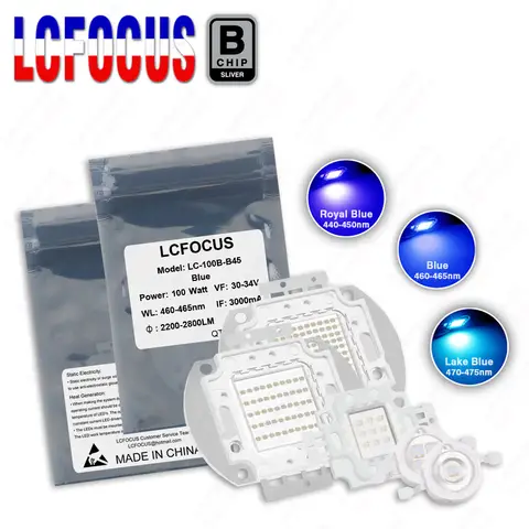 High Bright 1W 3W 5W 10W 20W 30W 50W 100W Royal Lake Blue 440nm 460nm 470nm COB Diode 1 3 5 10 20 30 50 100 300 W Watt LED Bulbs