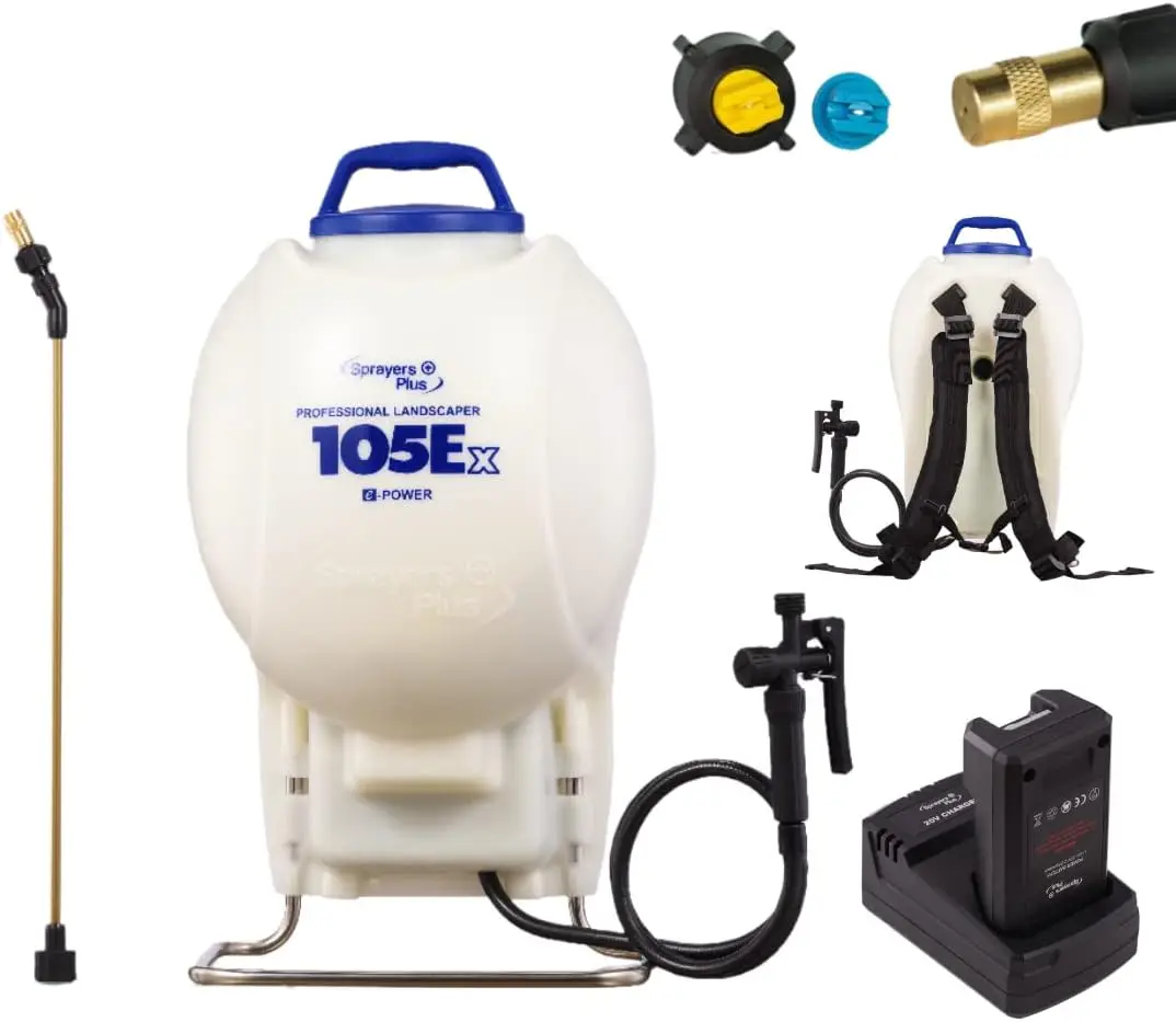 105Ex Effortless Backpack Sprayer - 20V Lithium Long Battery Life with High Grade Seals & O-Ring Brass Wand & Nozzle