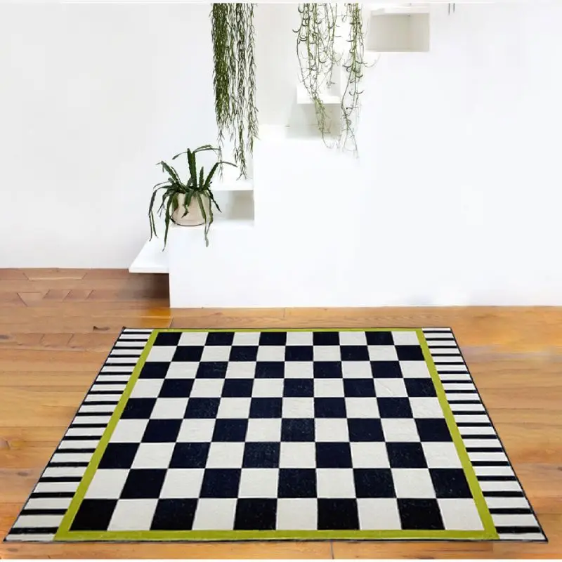 Simple Check Pattern Carpet for Living Room Nordic Home Decor Sofa Table Large Area Rugs Bedroom Bedside Anti-slip Floor Mat