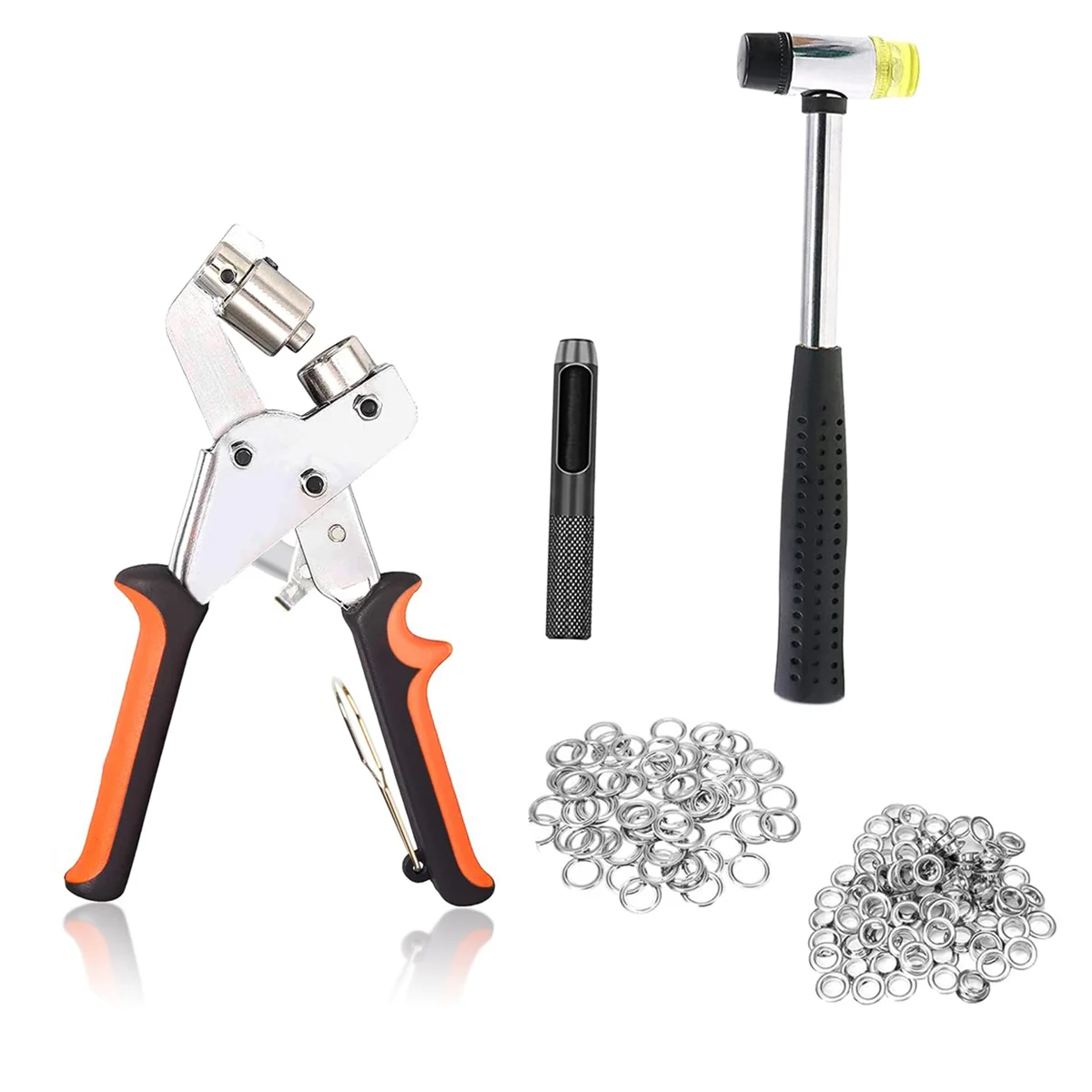 Grommet Tool Kit 3/8, Grommet Kit with 500Pcs 3/8 Inch Grommets and Rubber Hammer, Manual Grommet Press Machine