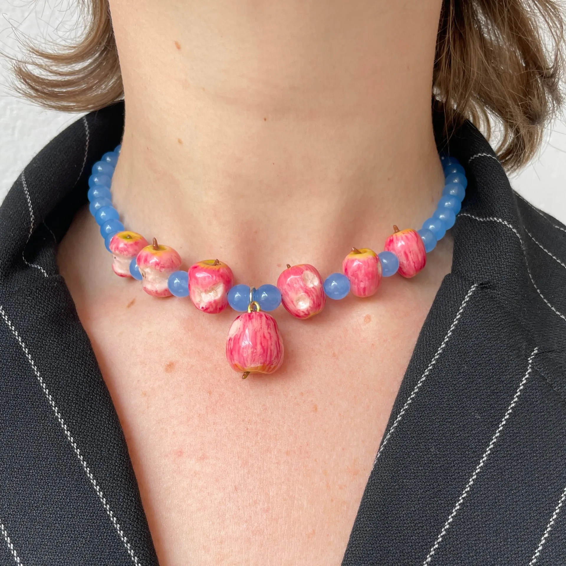 vintage Dopamine Fruit Beaded Necklace Bohemian Pomegranate Strawberry Tomato Choker Necklace Exaggerated Bracelet Jewelry Gift