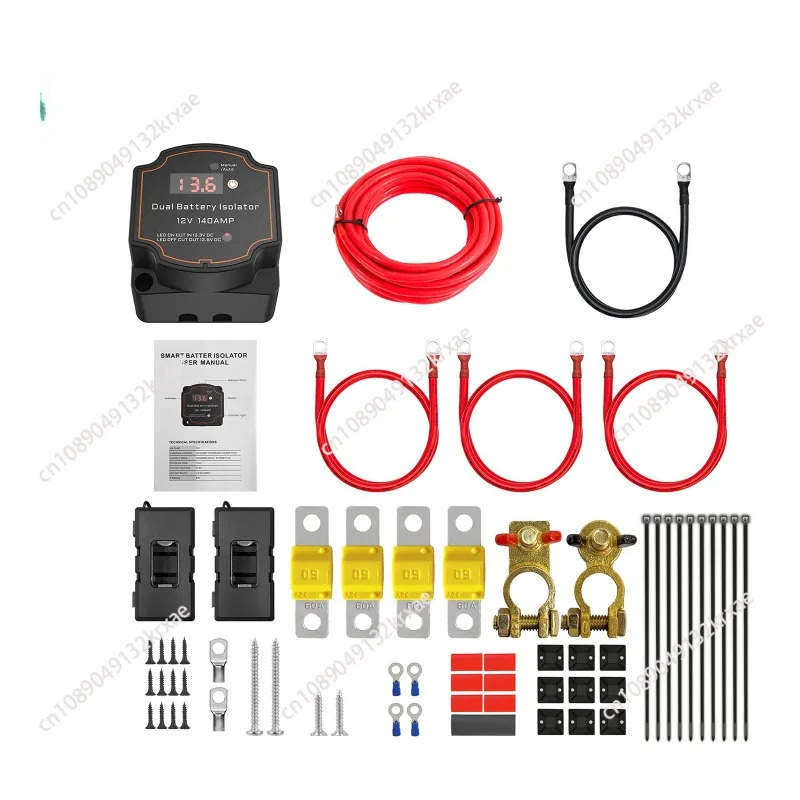 Smart dual battery isolator set with LED voltmeter relay 12V140A battery isolator