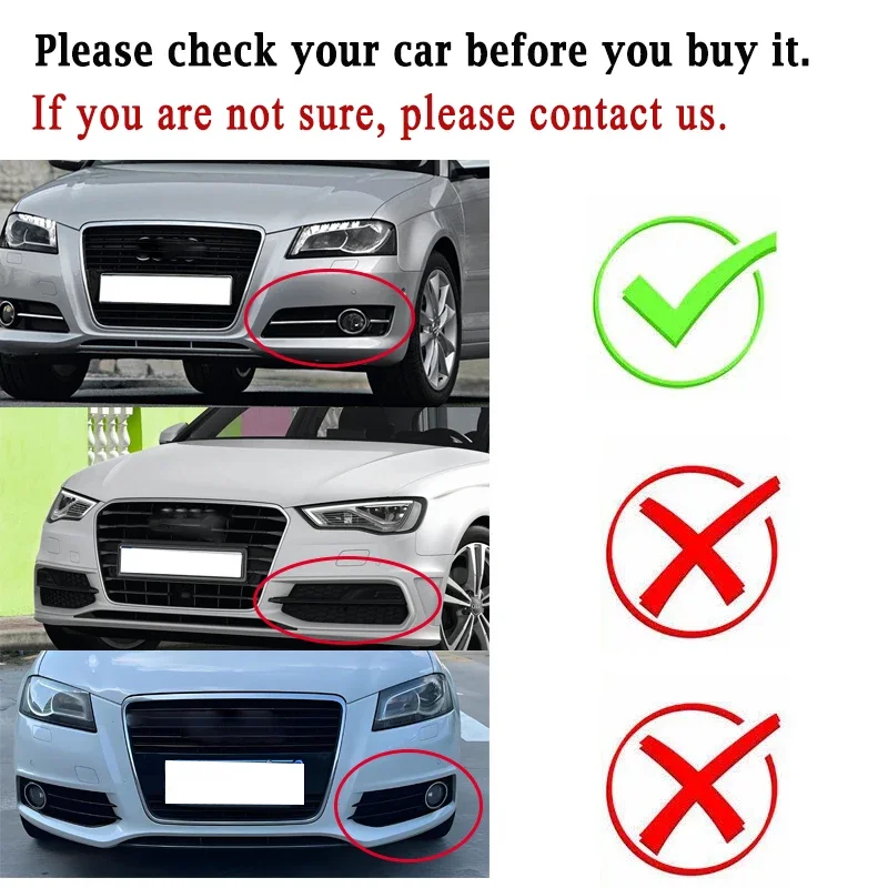 Fog Light Grille Frame Bezel Cover with Chrome Ring for Audi A3 8P 2010-2013 (Not for S-line) 8P0807681J 8P0807682J