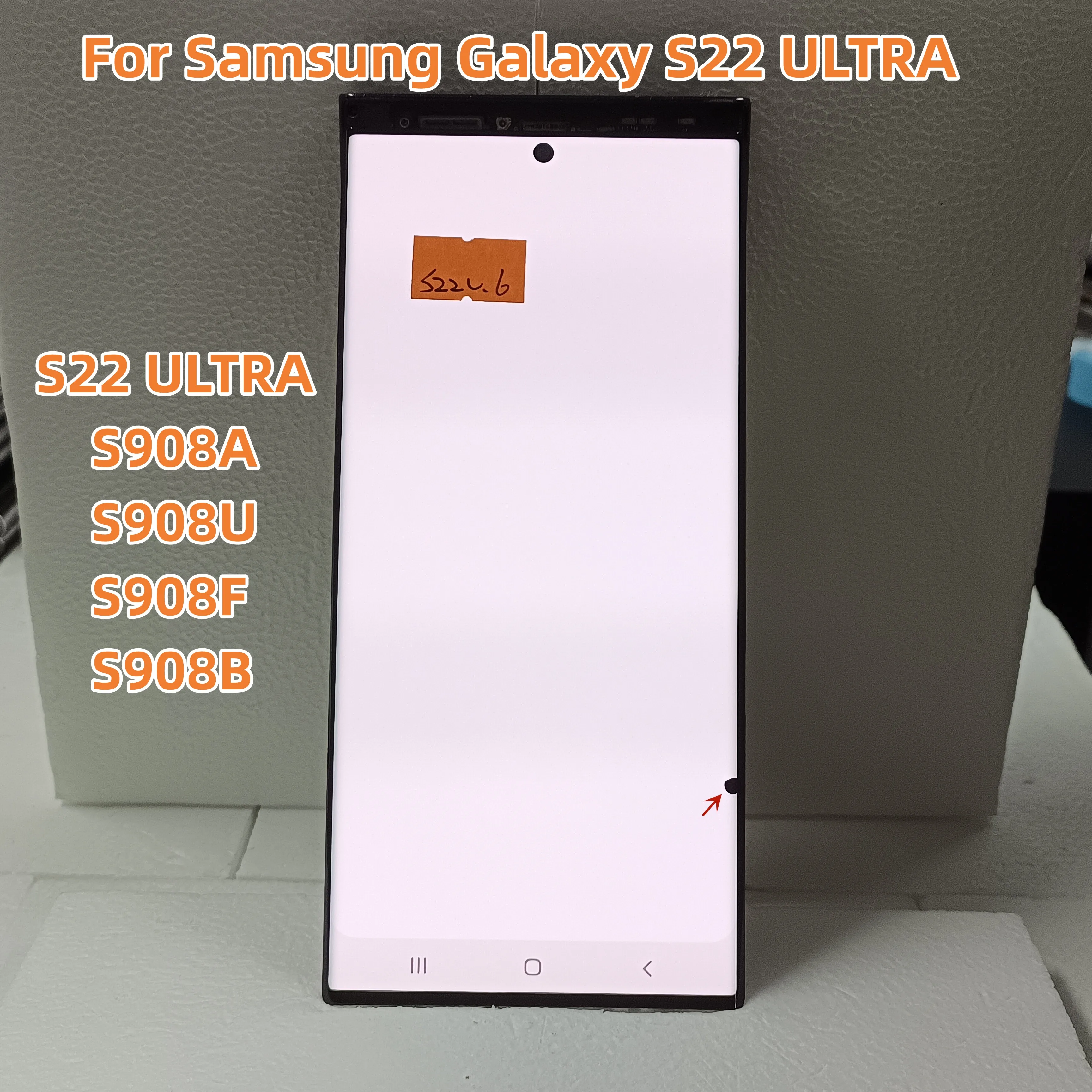 

AMOLED LCD Display Touch Screen Digitizer Assembly 100% Test For Samsung Galaxy S22 Ultra LCD With Defects S908 S908B S908U