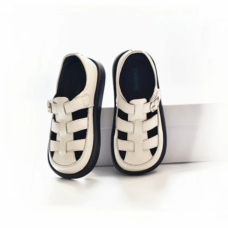 High Quality Cowhide Girls Sandals Summer Non-slip Outsole Baby Boys Fashion Sandals Genuine Leather Children's Beach Shoes