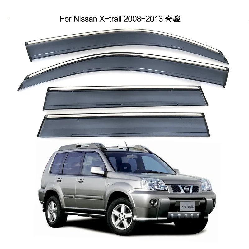 for Dedicated Nissan X-trail rain shield for Nissan 09-13 X-trail PC stainless steel/electroplated strip