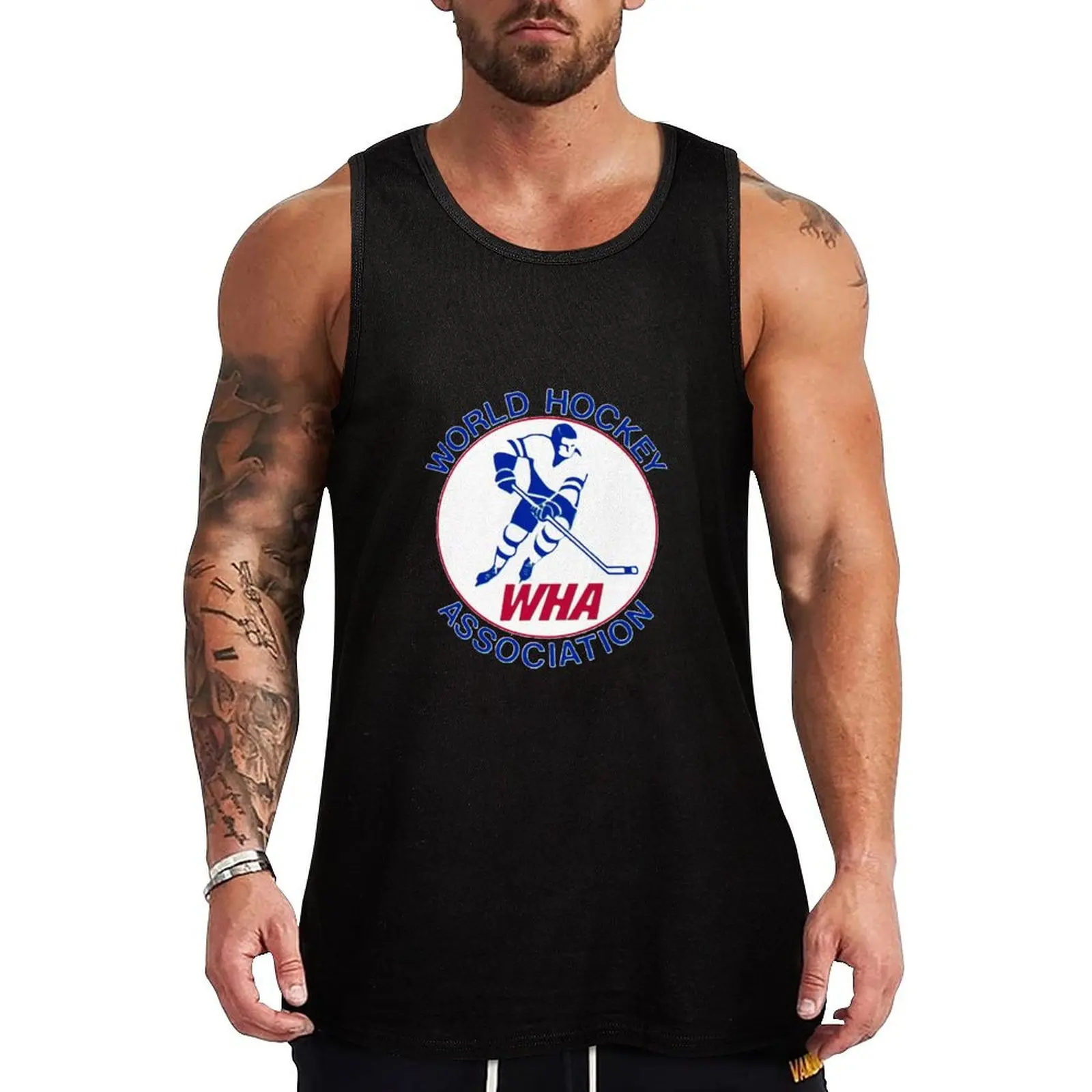 Camiseta sin mangas con logotipo de la liga deportiva desaparecida de hockey vintage WHA, camiseta deportiva de secado rápido para entrenamiento sin mangas