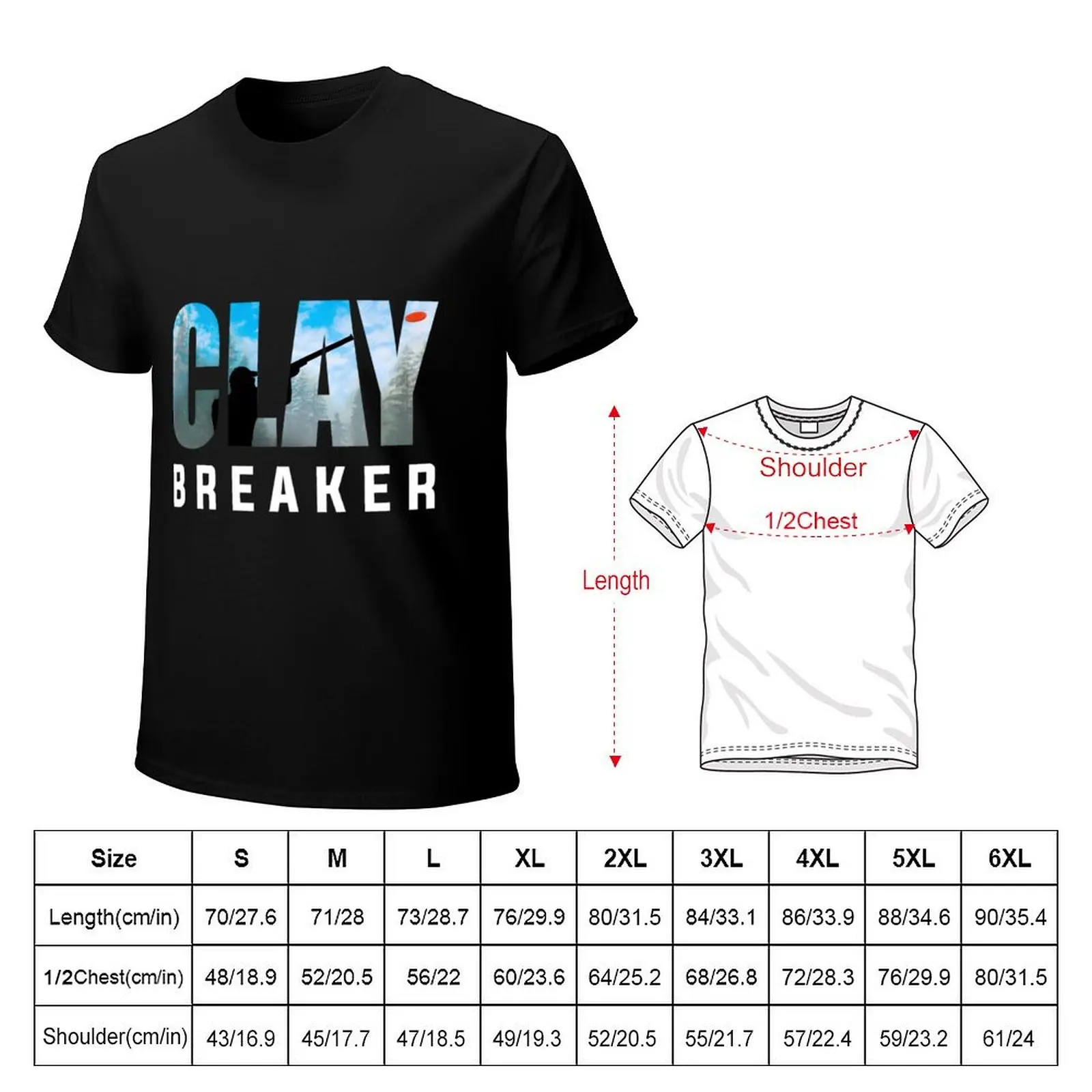 Clay Breaker - Clay Pigeon Shooting Shot Gun Skeet Trap Target T-Shirt Large Size Casual Short Sleeve Top