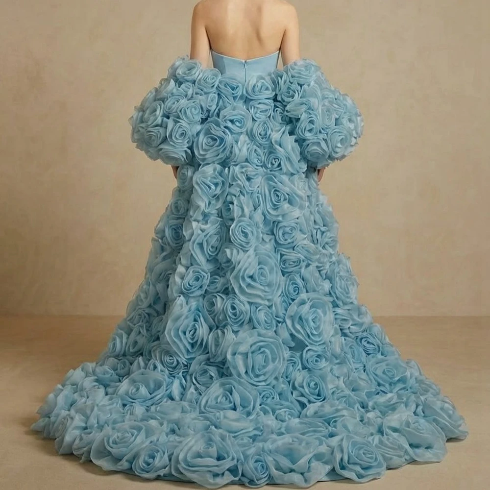 

Роскошное платье для беременных с оборками и цветами, накидка для фотосессии, открытая спереди, для выпускного вечера, с 3D-цветами из фатина