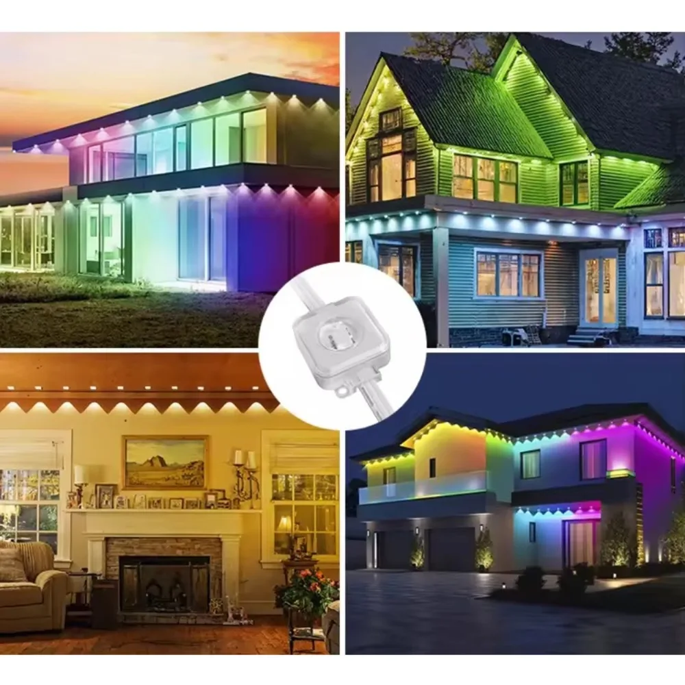 90m 180leds luzes de beiral inteligentes ip67 à prova dip67 água permanente luzes ao ar livre app sincronização música remota para o natal ano novo decoração casa