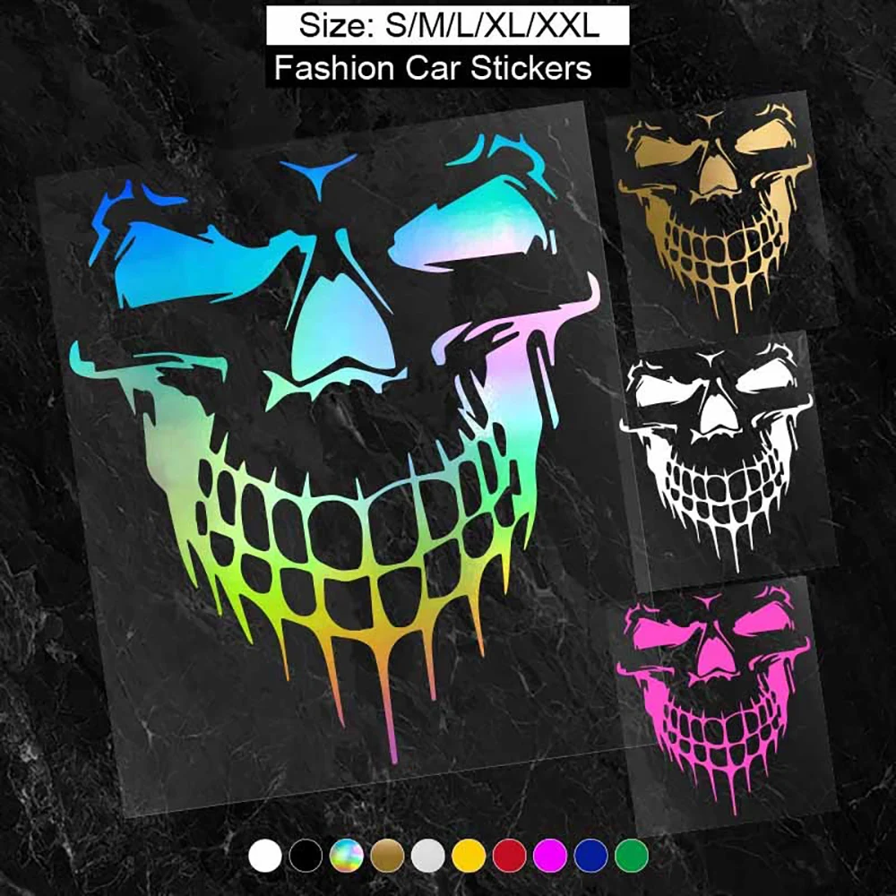 

Skull Sticker Creative Car Stickers Art Car Stickers Reflective Vinyl Decal For Automotive Motorcycle Trucks Racing SUV Bumper L