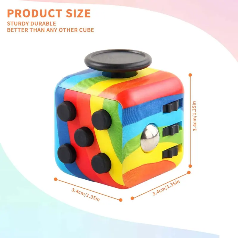 Kostka antystresowa Fidget Cube, 8 modeli, 3,4 cm, 40 g, spinner do rąk, narzędzie dekompresyjne dla osób z autyzmem, ADHD, lękami, redukujące stres, dla dzieci i dorosłych.