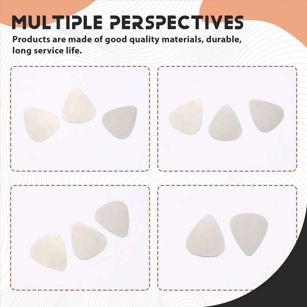 Attractive- 6x Stainless Steel Guitar Picks - Silver