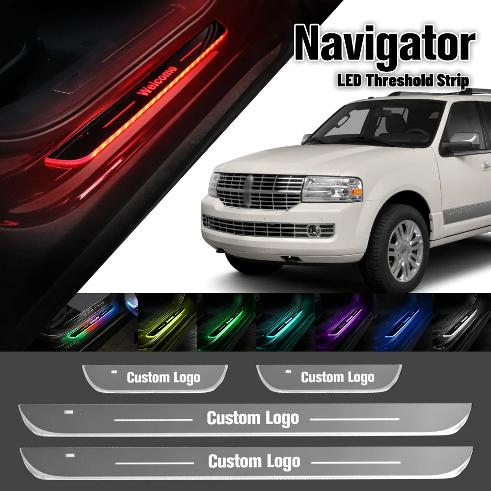 For Lincoln Navigator 2007-2023 Car Door Sill Light Customized Logo LED 2018 2010 2021 Welcome Threshold Pedal Lamp Accessories