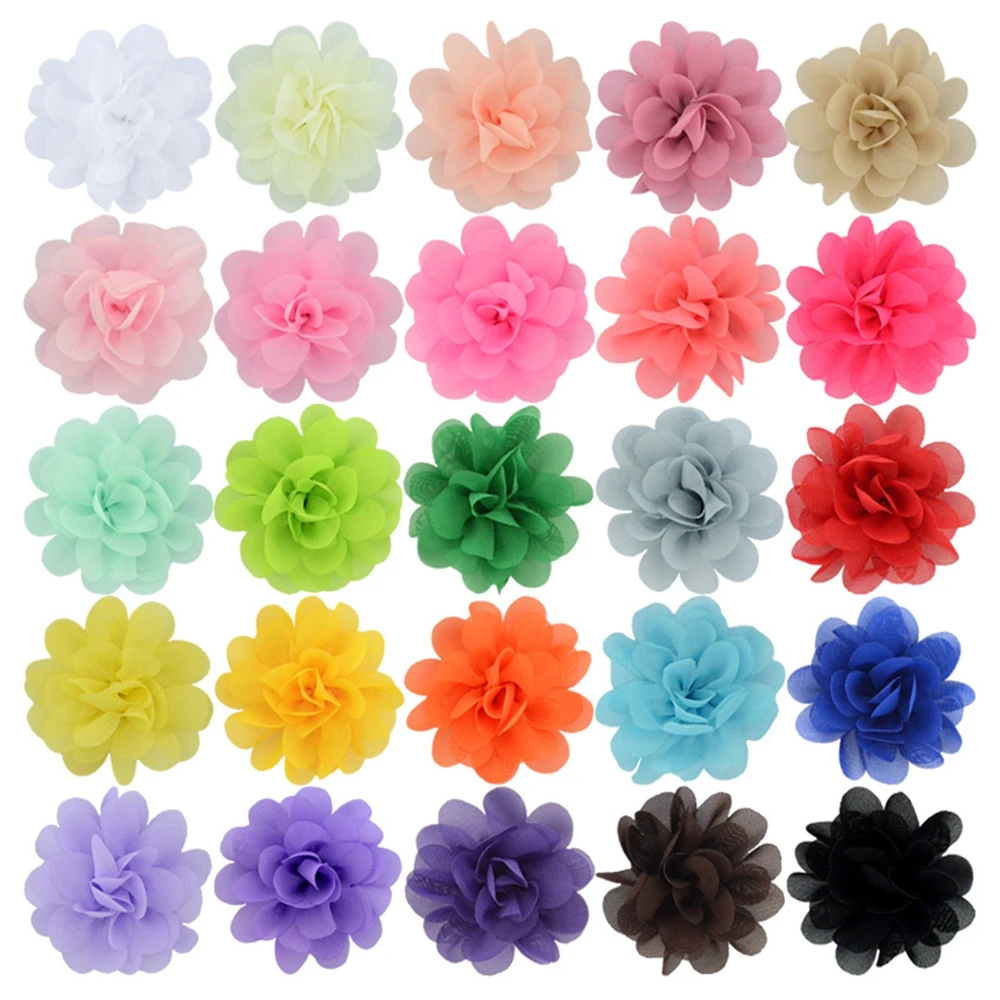 20pcs/lot 2inch Satin Chiffon Flower DIY Accessories for Hair Fabric Flowers Hair Accessory Head Wrap No Bows No Barrette Bow