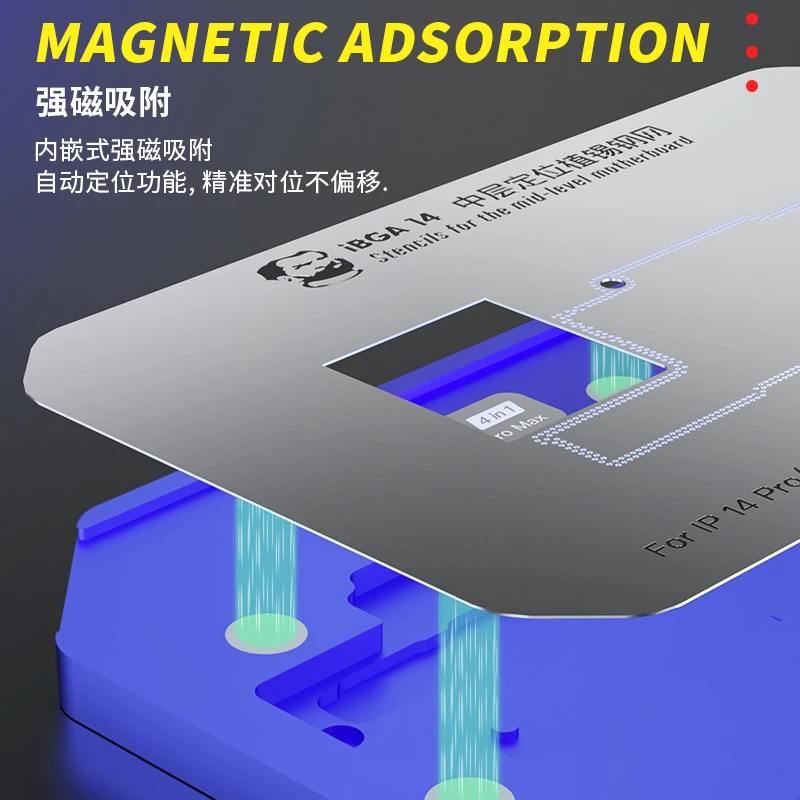 ช่างดีบุกปลูกแพลตฟอร์มระดับกลางเมนบอร์ด BGA Reballing Stencil Kit สำหรับ iPhone 14/14Plus/14Pro/14Promax ซ่อม