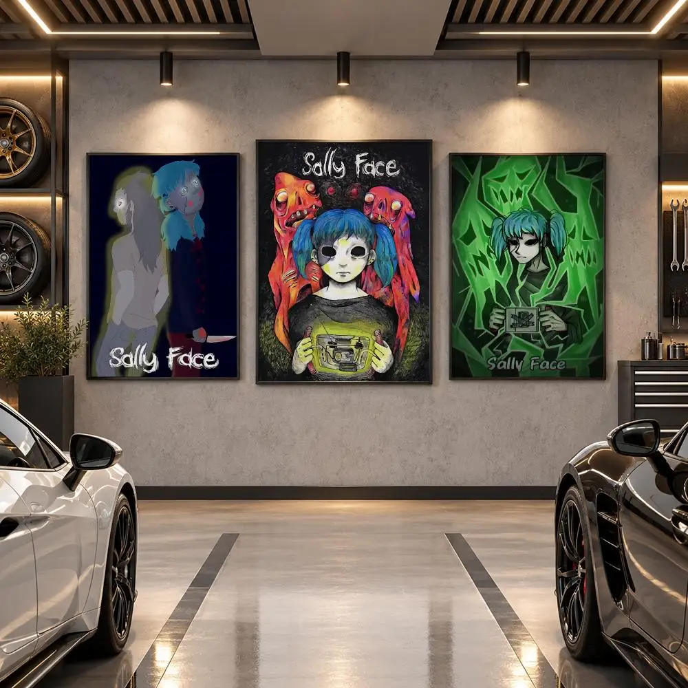 Game S-Sally Face Poster Wall Art Sticker For Living Room Bedroom Bar Home Decor Mural Painting Decoration