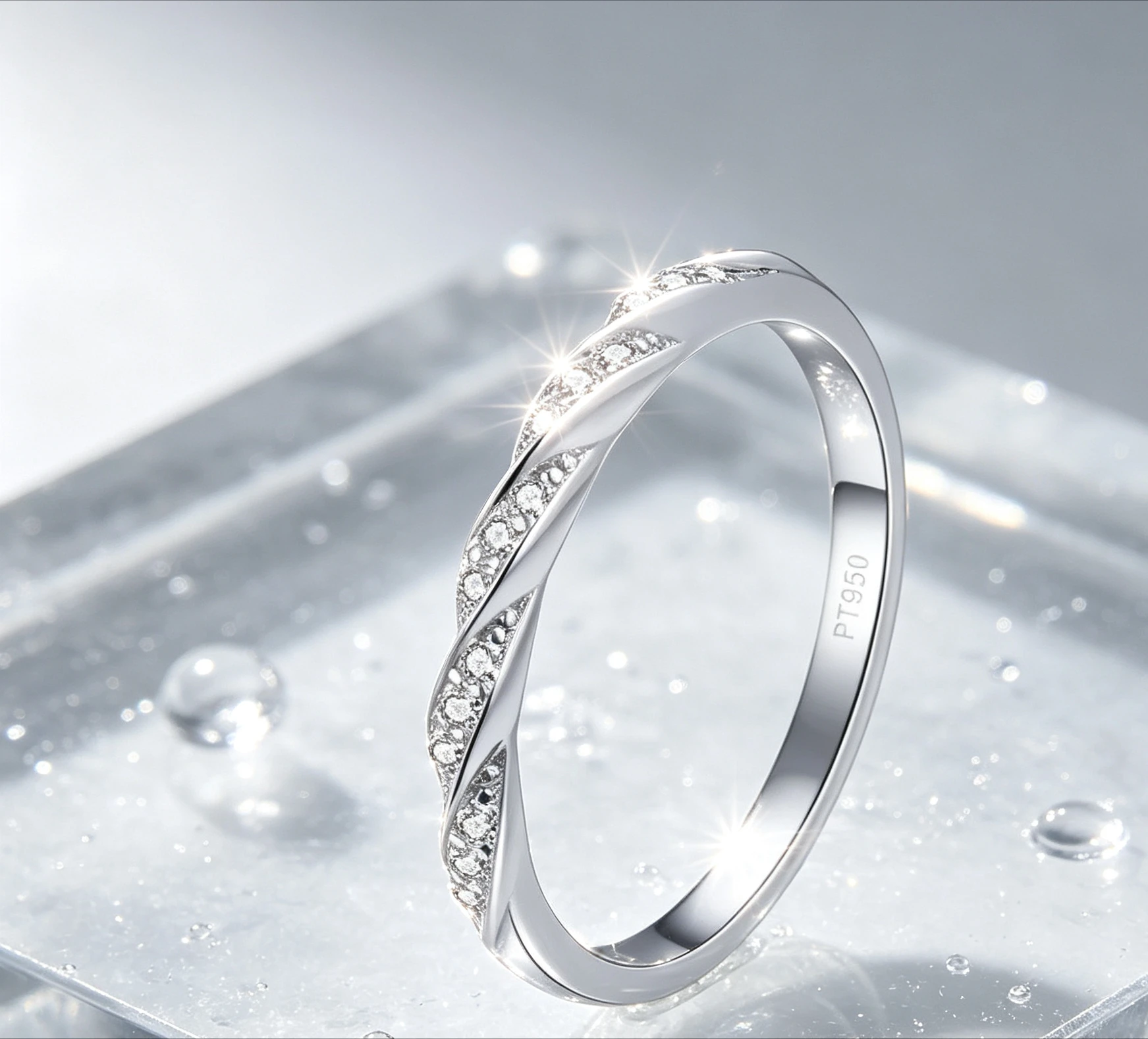 PT950 Platinum Starry Sky Women Rings 0.12ct Moissanite Diamond Tail Ring Girlfriend Birthday Gift Fi  birthday gift