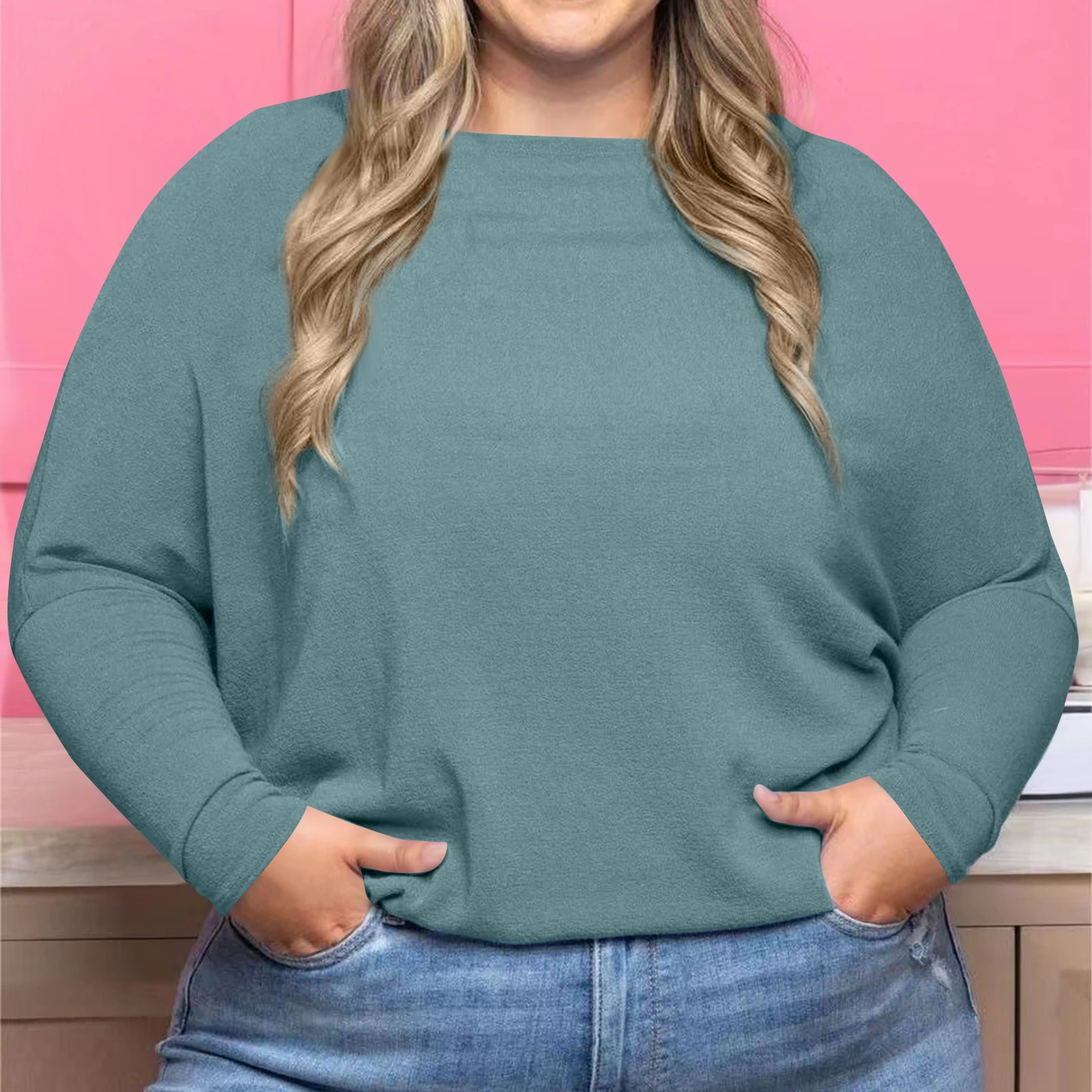 Damskie bluzki plus size na jesień, codzienne, modne, jednokolorowe, z długim rękawem, luźne koszulki, sportowe bluzki do fitnessu.