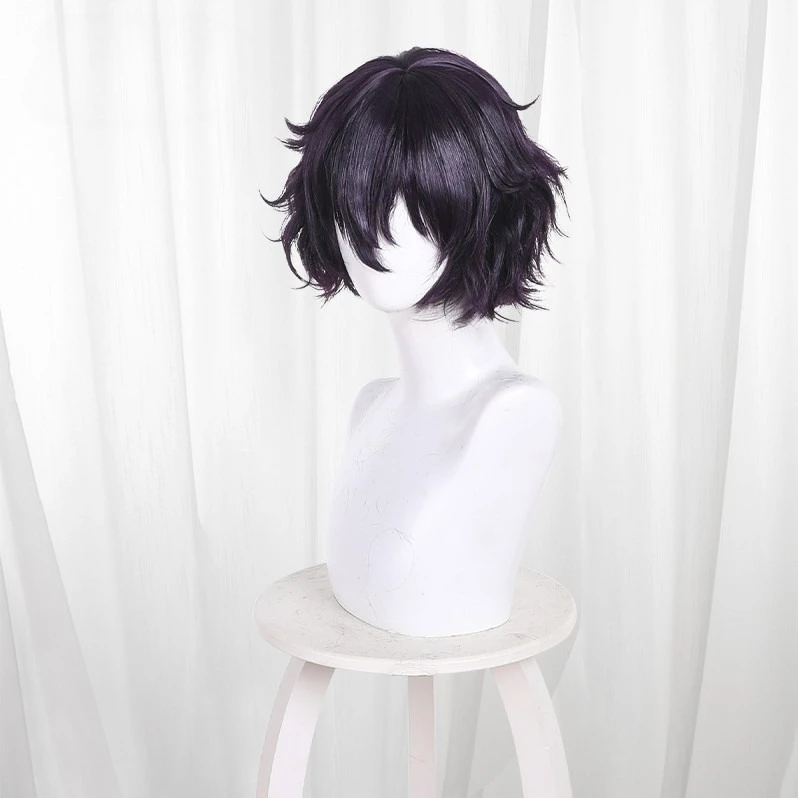 

Anime Witch Hat Atelier Agott Cosplay Wig Short Dark Purple Curly Hair Wigs for Halloween Tongari Boushi no Atelier