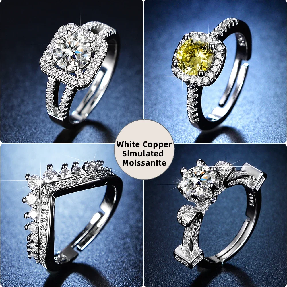 1 Carat Moissanite Ring for Women, Six-Prong Wedding Band, Elegant Gold-Plated Jewelry Gift for Bridal Occasions