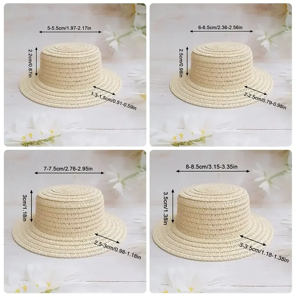 Plusieurs TANCrafts-Chapeau de paille tissé jaune mignon, décoration de bricolage, casquettes à beurre, jouets de bricolage, accessoires à beurre