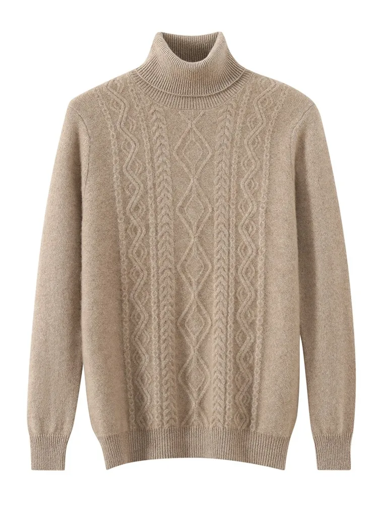 

100% Merino Wool Men's High Collar Autumn Winter Fashion Casual Base Sweater Knitted Sweater
