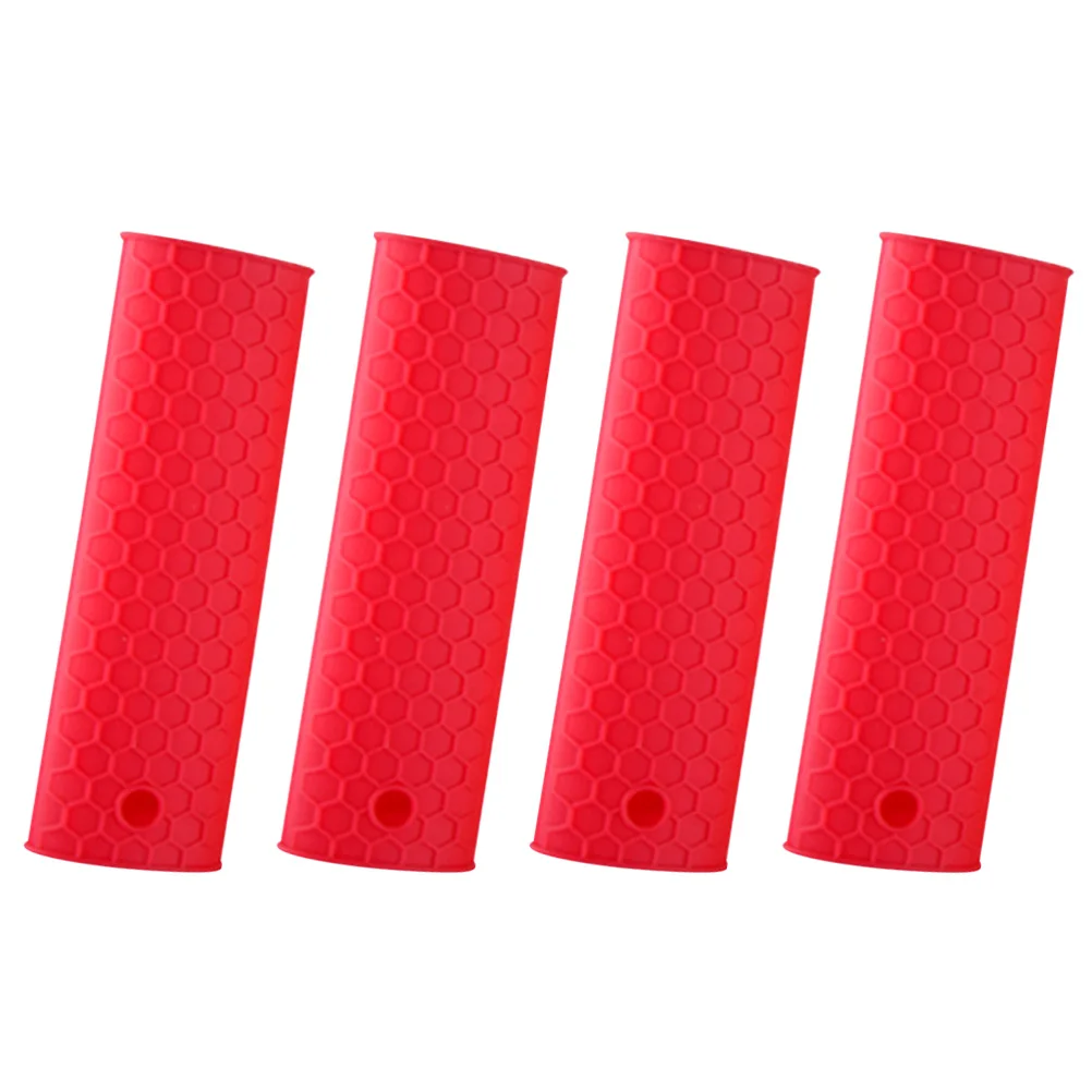 

4 Pcs Pot Handle Cover Hot Cookware Grip Silicone Pan Sleeve for Stainless Insulation Pads Sleeves Pots Handles Pans