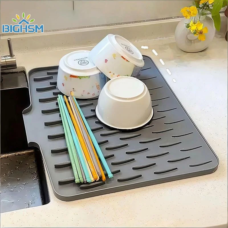 Silicone Drain Mat For Sink Kitchen Fruit And Vegetable Dish Draining Drying Mat Household Countertop Heat Insulation Mat