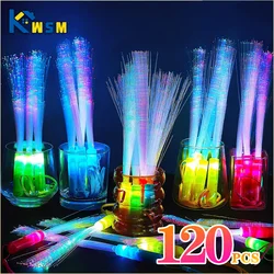 120PCS LED Glow Sticks Night Lighting Fiber Optic Birthdays Weddings Dark Parties Concerts Christmas Halloween Lighting Props