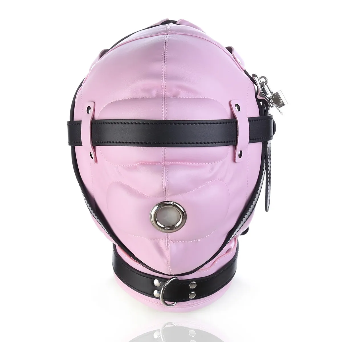 Pink Black SM Exotic toy Fetish Slave Mouth Hood Blindfold Head Mask Party Bdsm Bondage Sex toys Gothic Halloween Cosplay mask