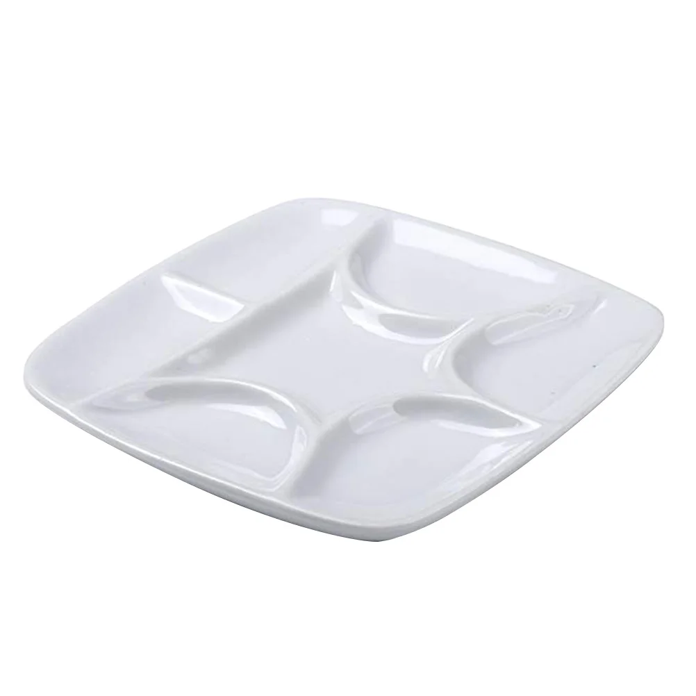 

6inch Ceramic Palette White Square Durable 7 Wells Paint Tray for Watercolor Acrylic Gouache Oil Artist Painting
