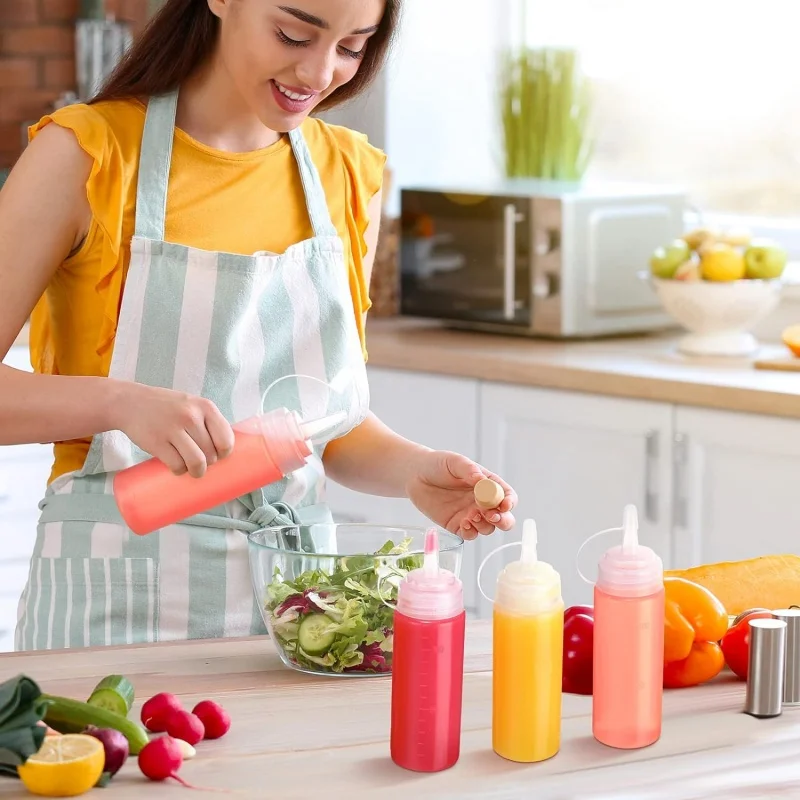 1/3pcs PE Condiment Squeeze Bottles for Ketchup Mustard Mayo Hot Sauces Olive Oil Bottles Kitchen Gadget 250ML/360ML/500ML