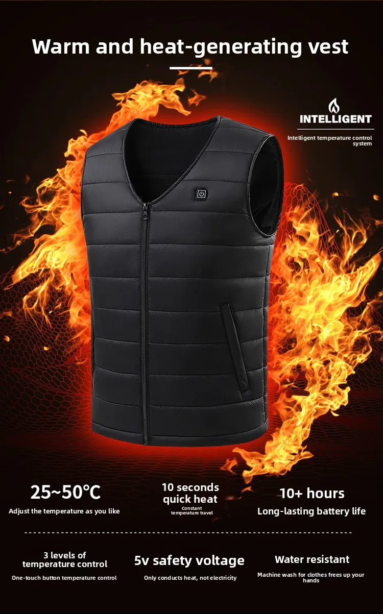 

2025 NEW Winter V-Neck Smart Heated Vest - USB-Powered Thermostatic Long-Lasting Warmth Cold Protection